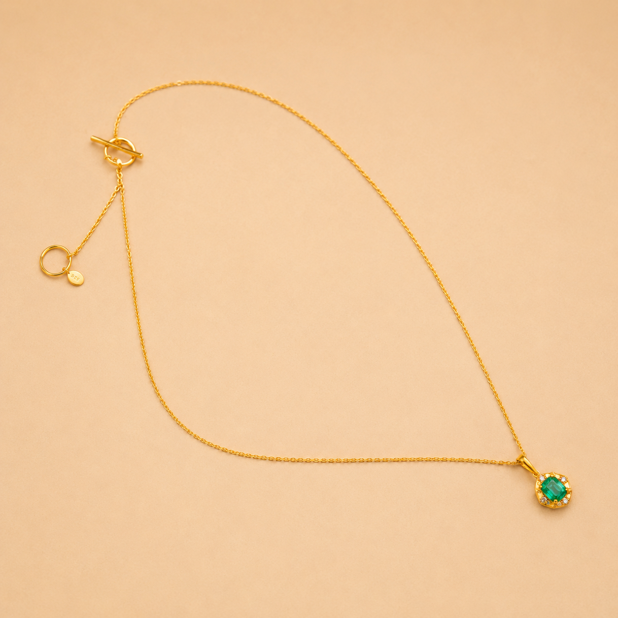 Yellow Gold Emerald and White Diamond "Compass" Pendant Yellow Gold Emerald and White Diamond "Compass" Pendant
