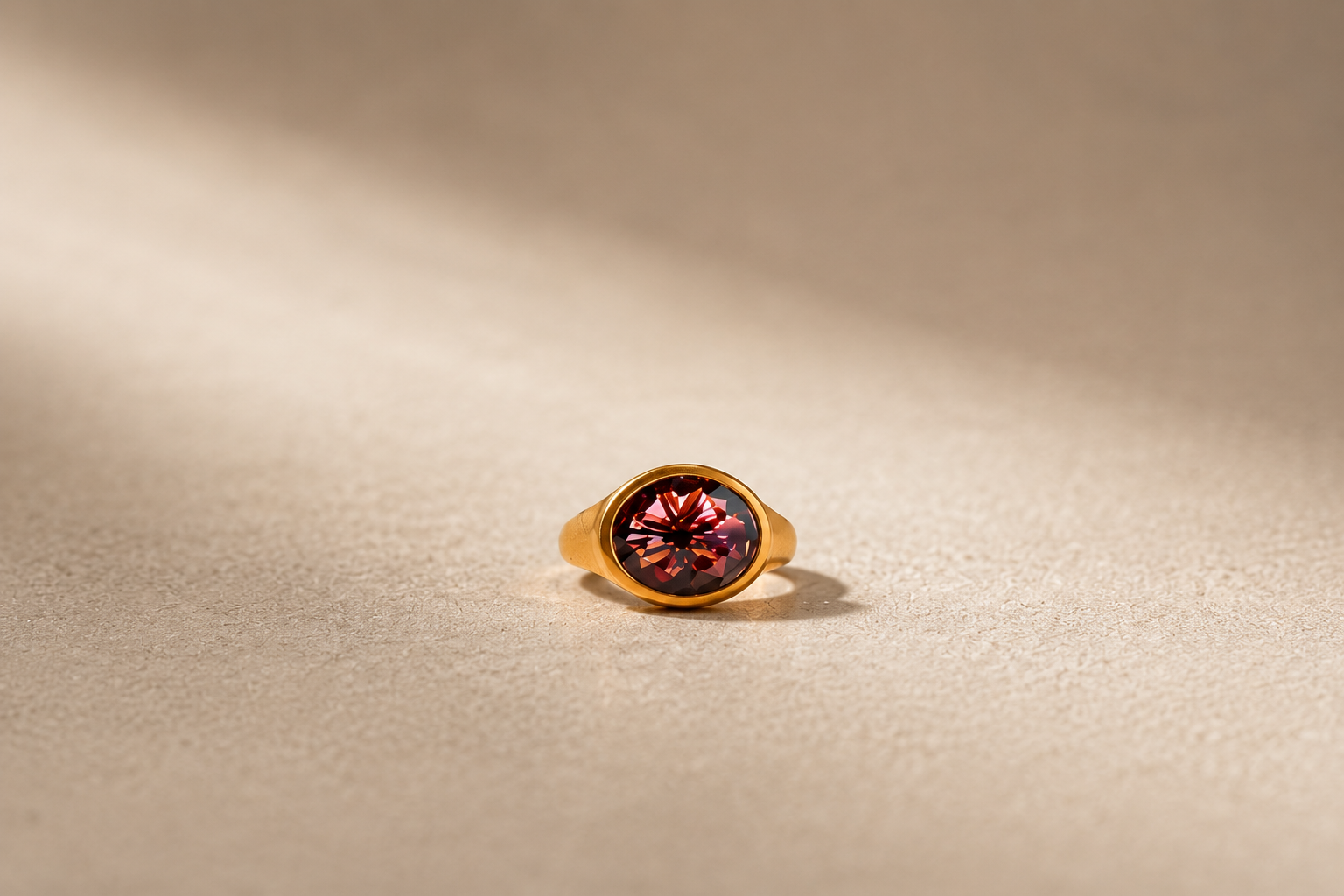Matte Yellow Gold Tourmaline Heavy Bezel Set Ring Matte Yellow Gold Tourmaline Heavy Bezel Set Ring